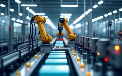 Automated assembly line in operation